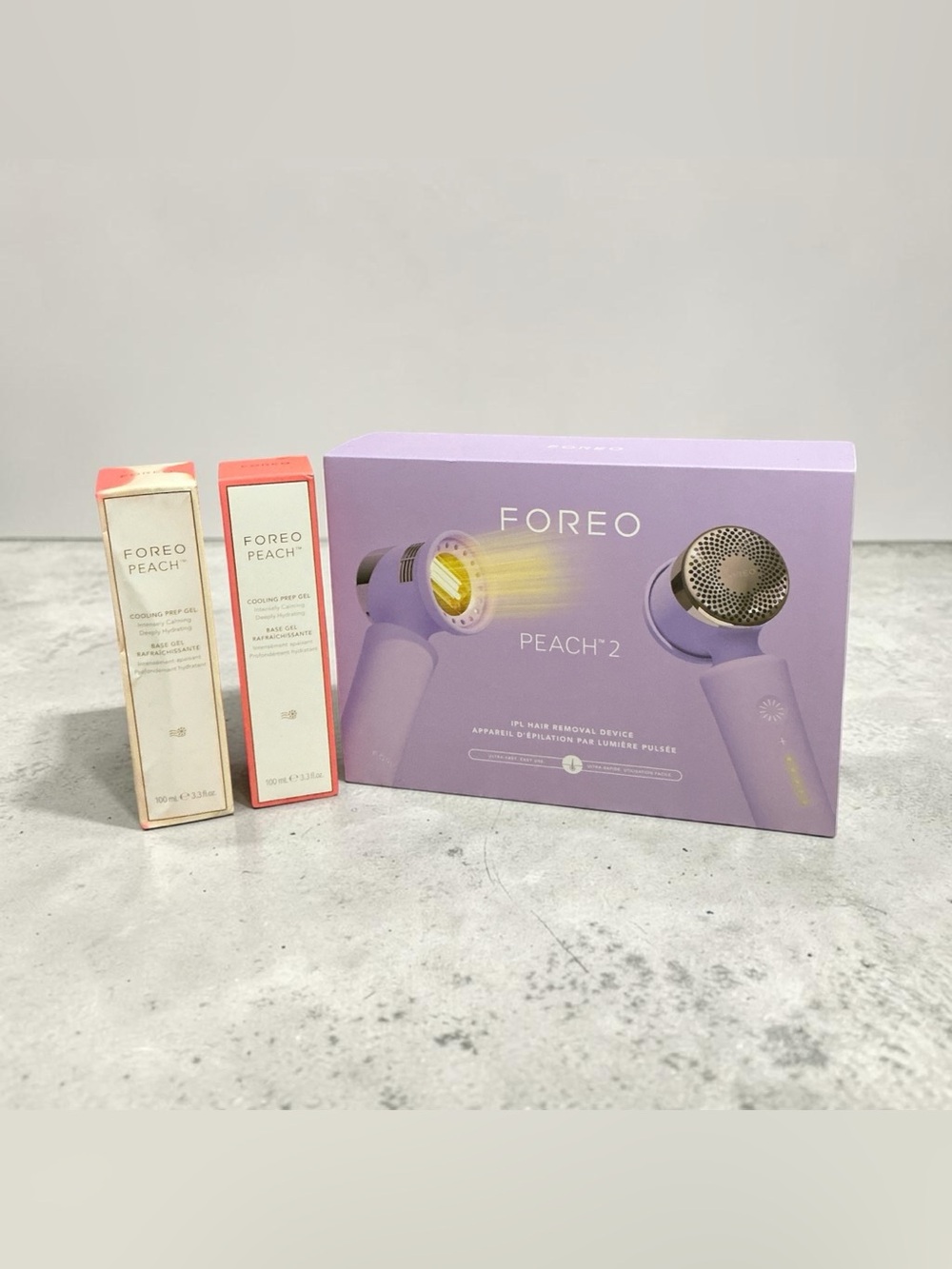 FOREO Peach 2 IPL Hair Removal Device Lavender/2 Peach Accent Serums $460 NEW